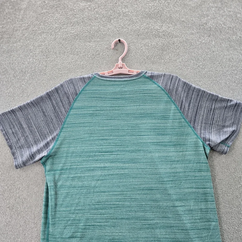Adidas Men Shirt XL Teal Striped Ultimate Tee Activewear Raglan Short Sleeve